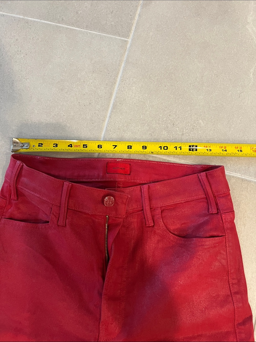 MOTHER The Hustler Ankle Fray Red Cropped Ankle Jeans - Picture 8 of 8